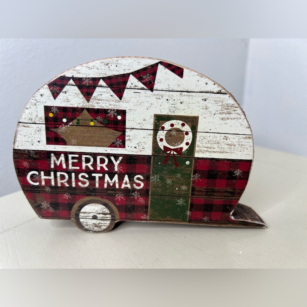 Brand New-Wooden Camper Merry Christmas